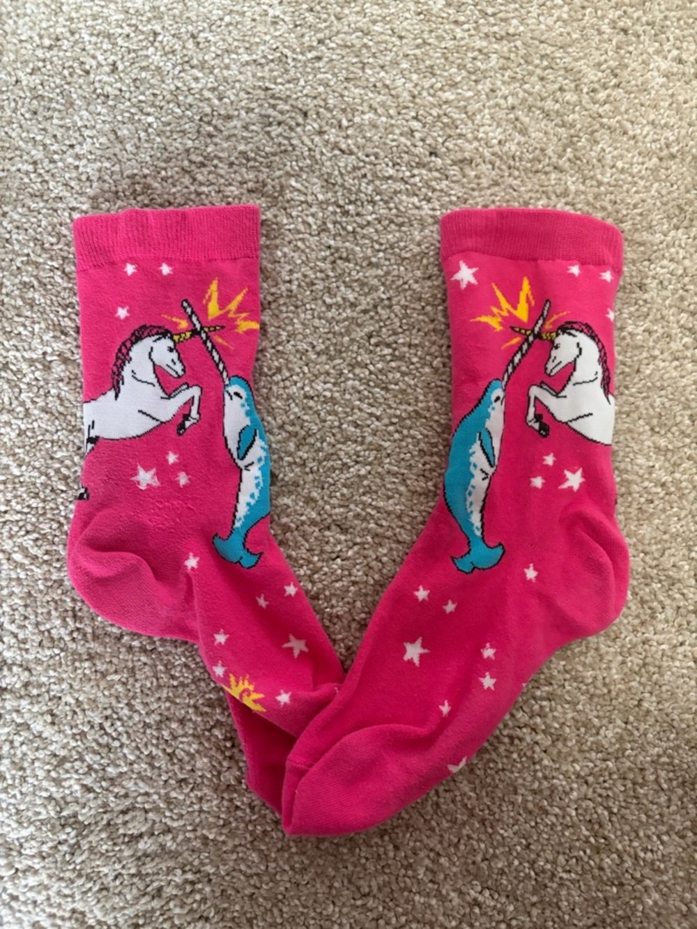 Unicorn narwhal graphic crew socks